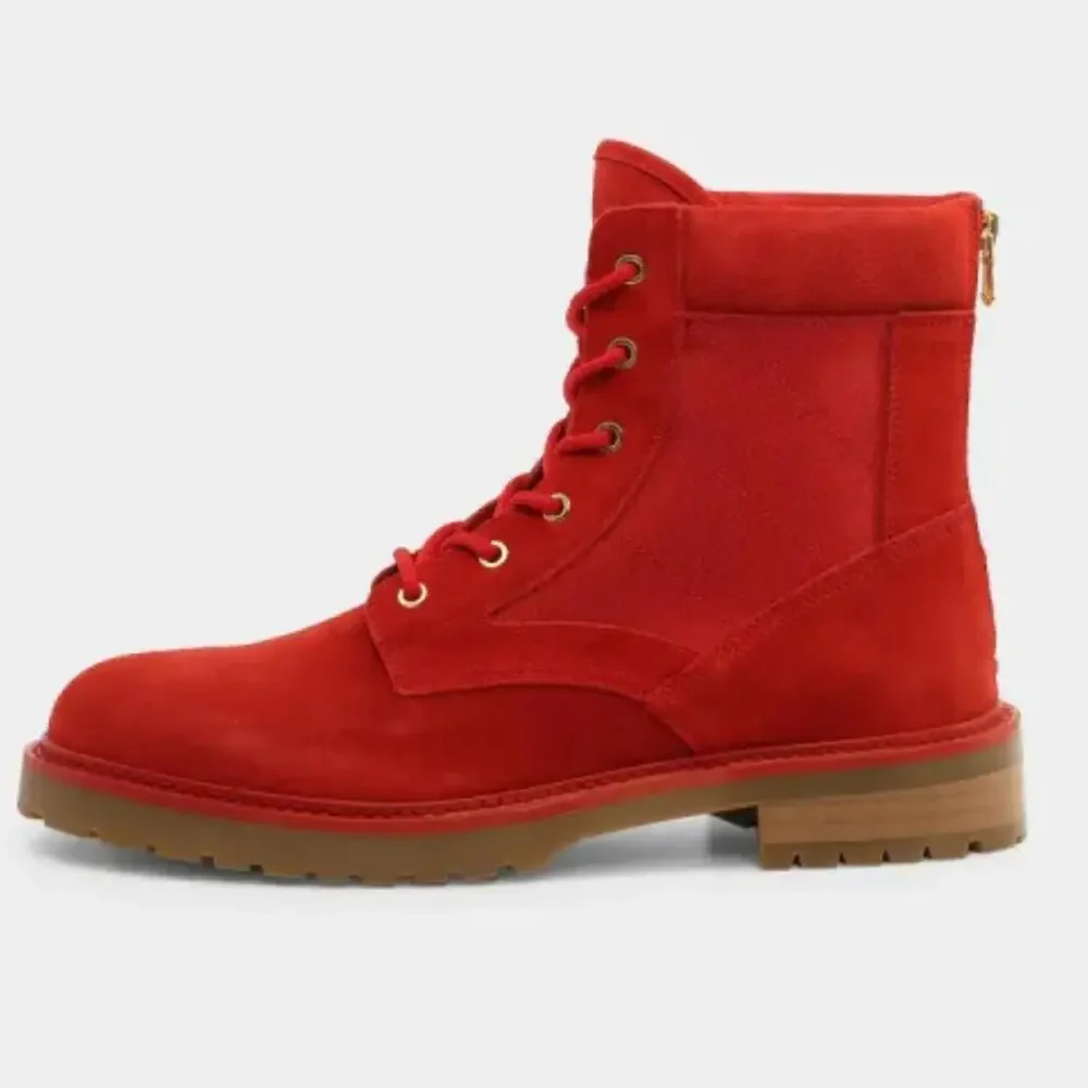 Saint Morta Legion Boots Men's 8 Red Gum Suede Lace Up Round Toe Ankle HTAT1471